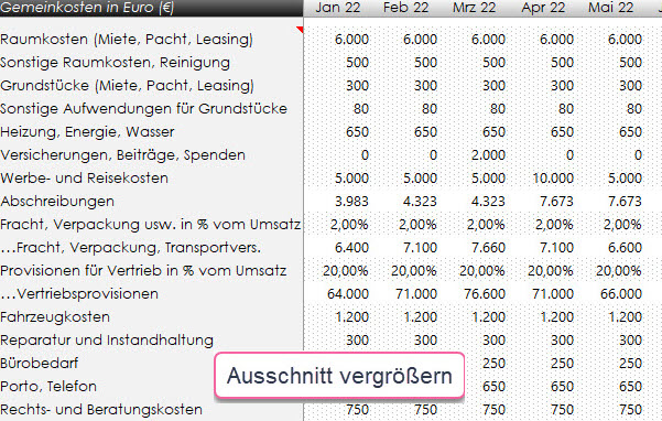 Gemeinkostenplan